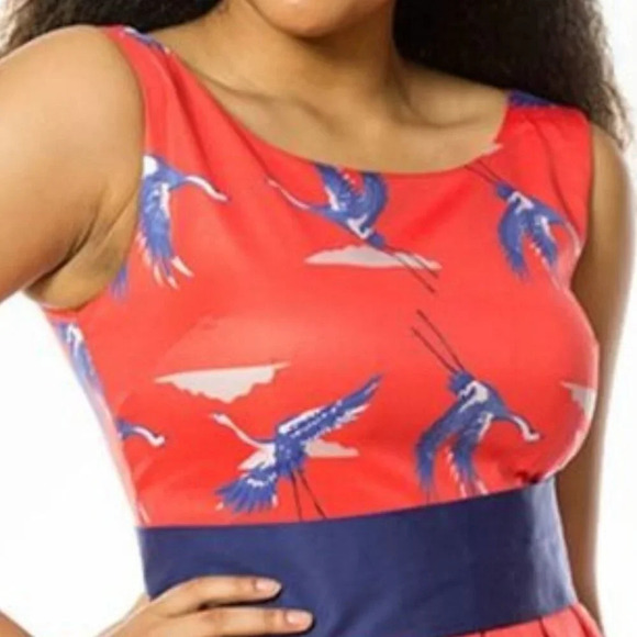 NWT Lindy Bop Lana Dress in Cranes - Picture 2 of 4